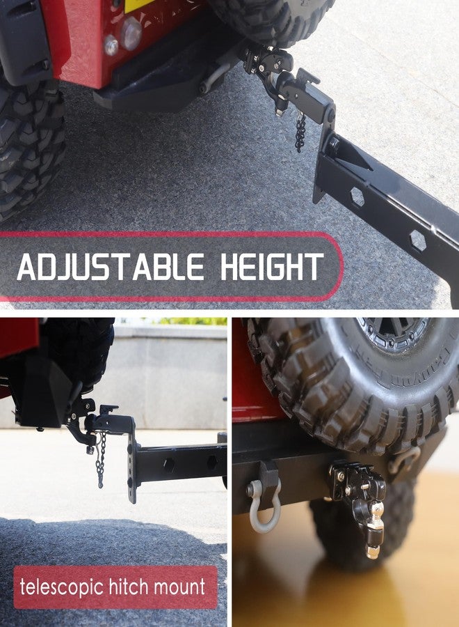 HOPLEX مقطورة سيارات HOPLEX 1/10 RC، مقطورة معدنية شديدة التحمل لسيارات التحكم عن بعد 1/10 TRX4 TRX6 SCX10 Gen7 Gen8، تتضمن مستقبل وصلة جر وحزام ونش حركي - Image 2